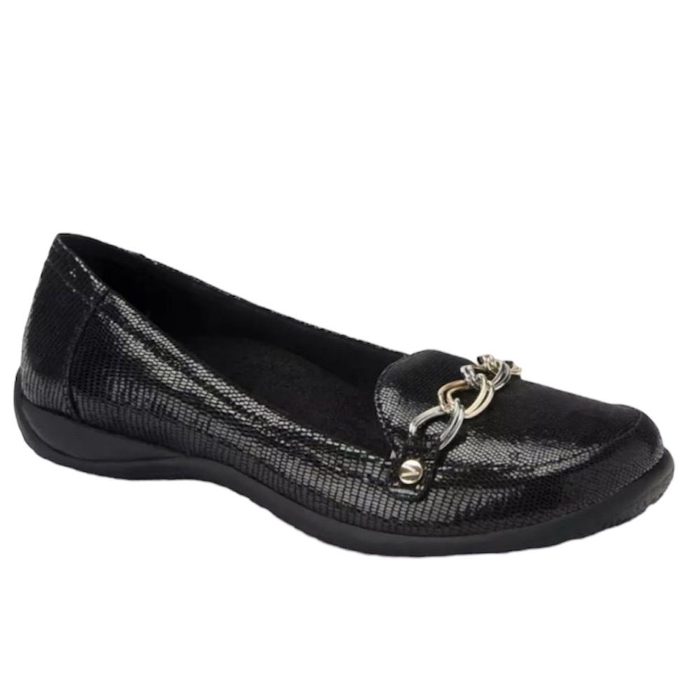 VIONIC Alda Loafer Ballet Flats Shoes Arch Support Chain Print Leather Comfort